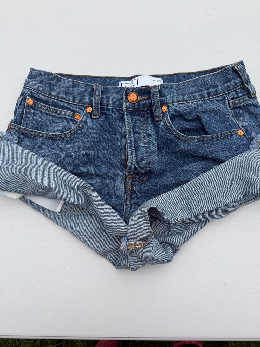 AYR Blue Rolled-Hem Denim Shorts